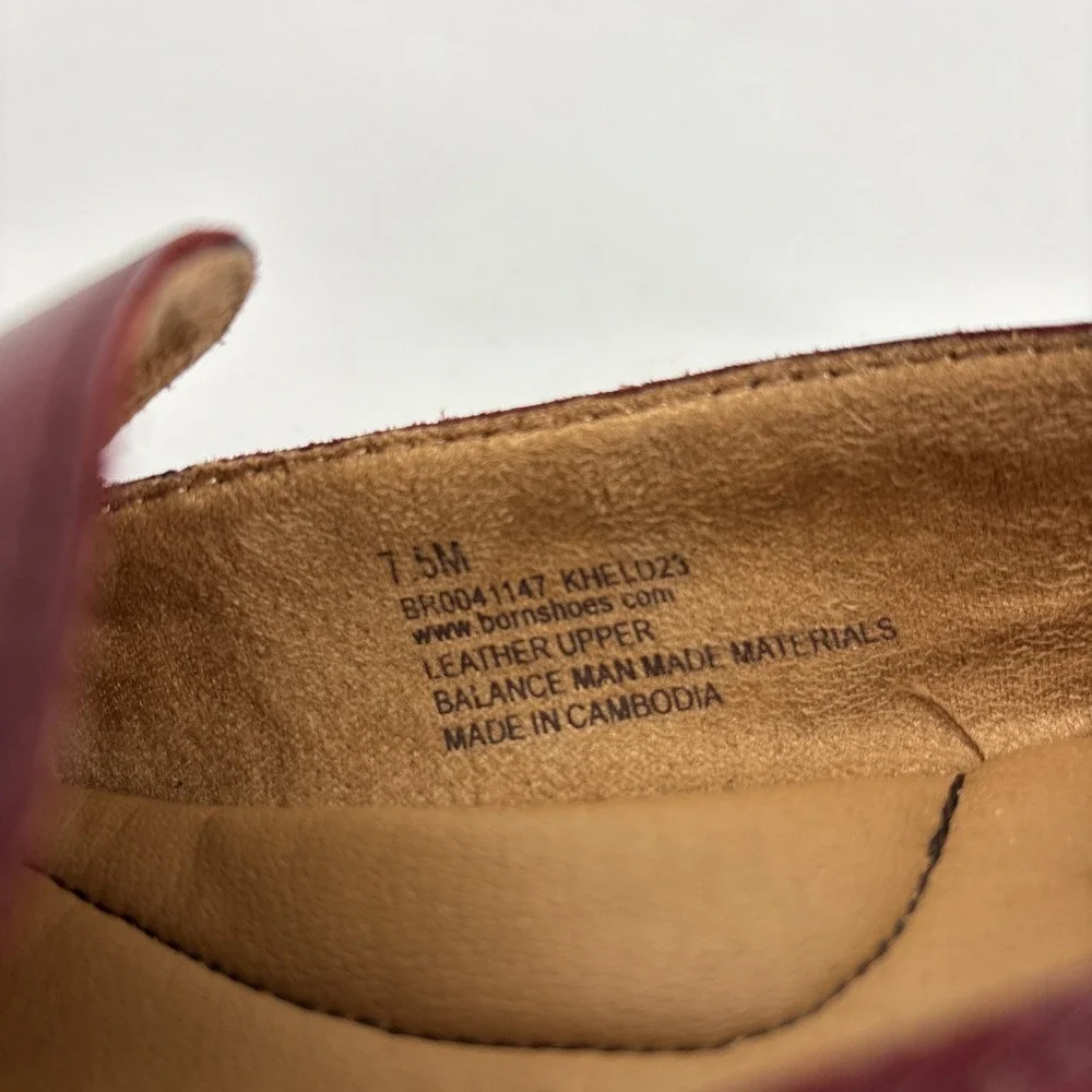 Born Branca Loafer Womens 7.5 Burgundy Leather Square Toe Career Academia Preppy
